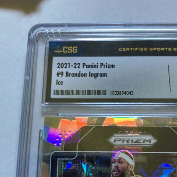 2021-22 Panini Brandon Ingram Ice Prizm New Orleans Pelicans Graded CSG 10 💎 - Picture 2 of 4